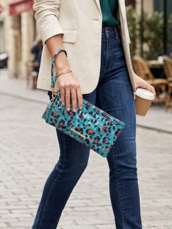 Brahmin Handbags - Brahmin Turquoise Multi Croc-Embossed Wristlet with Removable Strap NWT